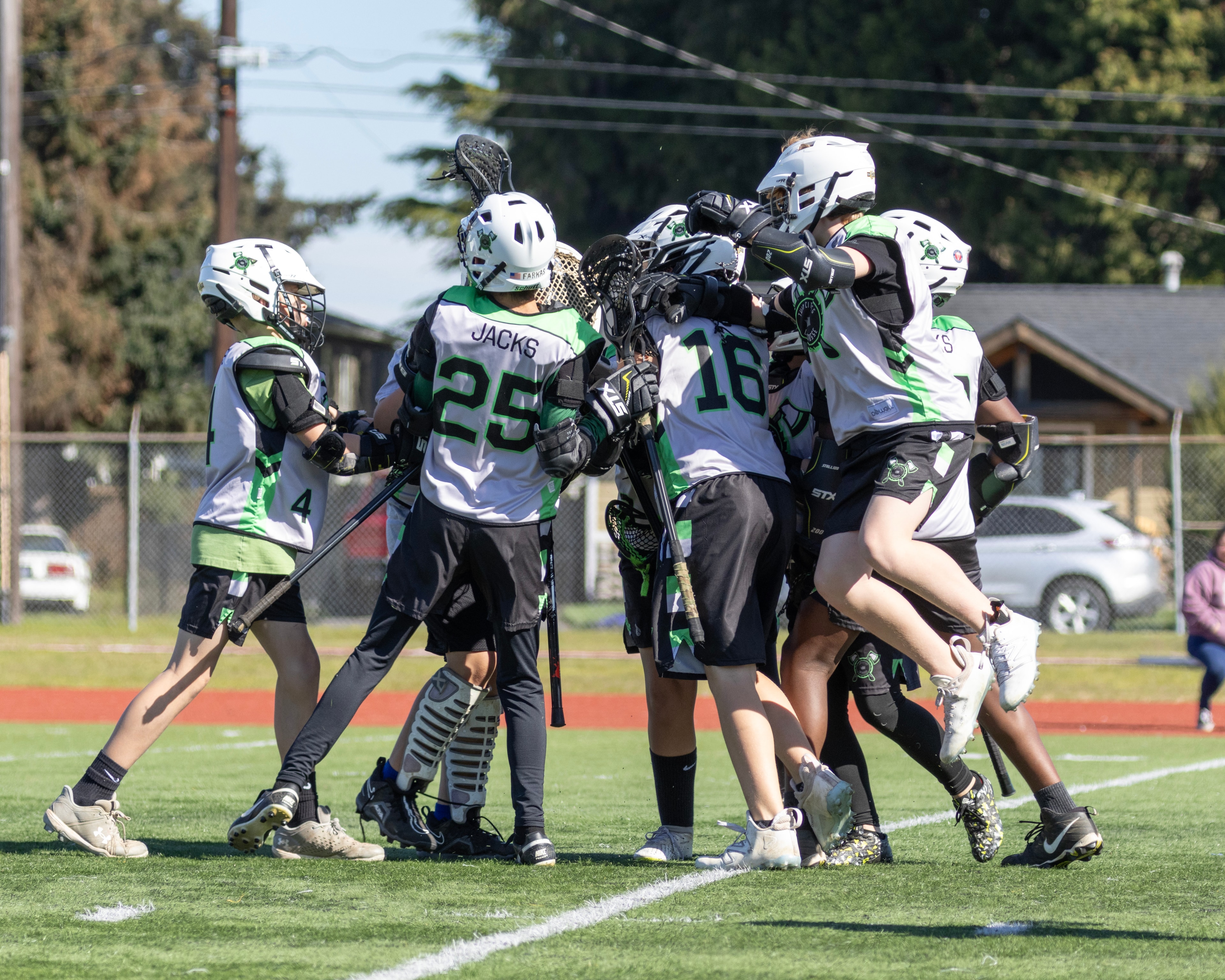 Lacrosse team huddle